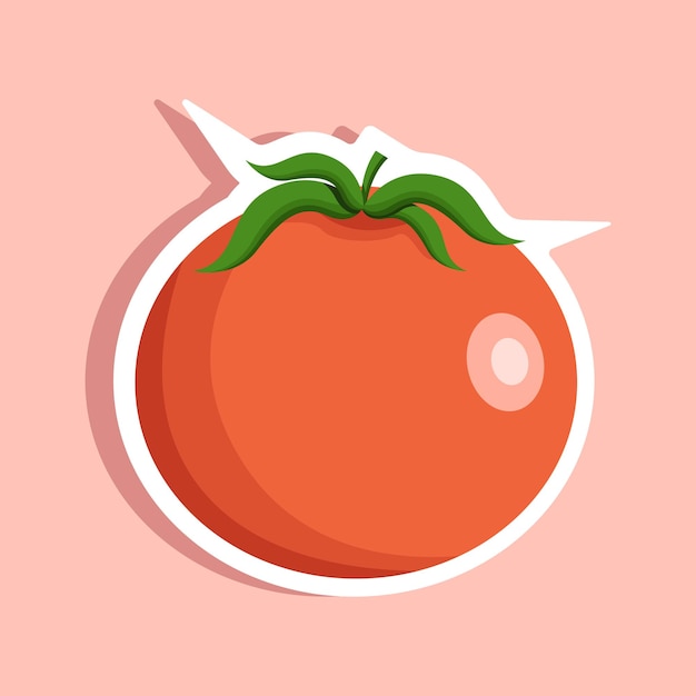 Vector tomato sticker with white contour