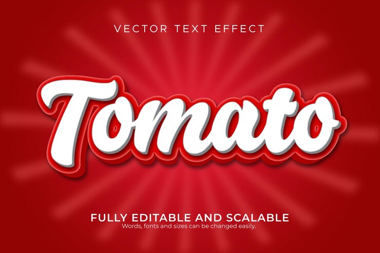 Vector 濃い赤の背景を持つトマトのテキスト効果