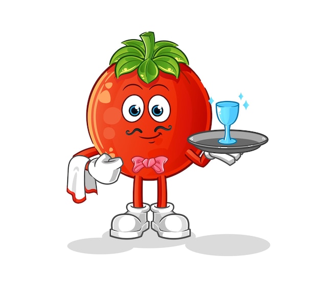 Tomato waiter cartoon cartoon mascot vector