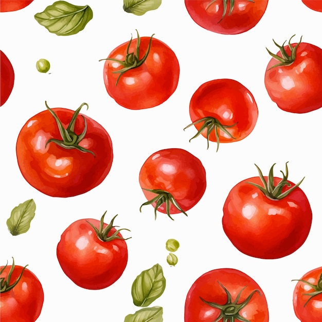 Tomato watercolor seamless pattern vector