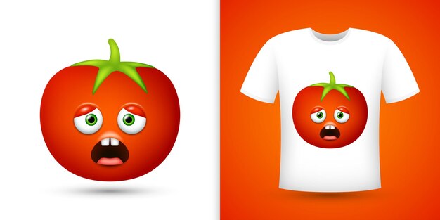 Pomodoro su camicia bianca vettore