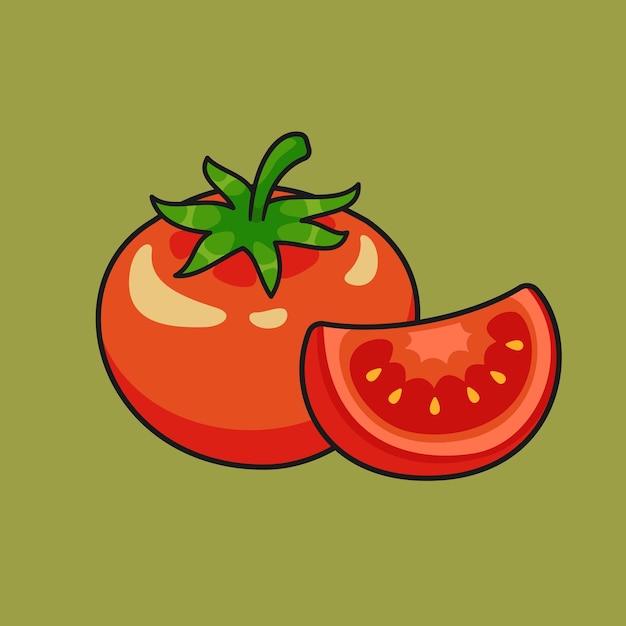 Vector tomato whole and sliced cartoon vector