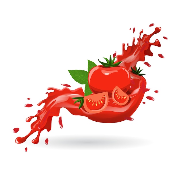 Tomato with juicy splash for your design