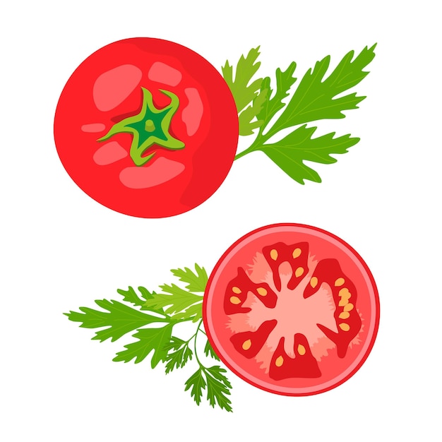 Tomato with parsley whole and cut