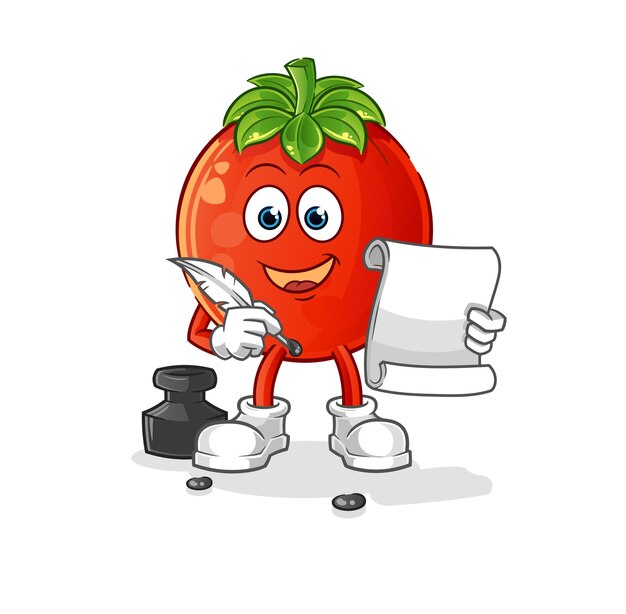 tomato writer vector. cartoon character