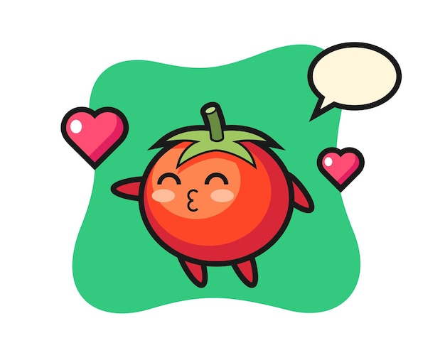 Vector tomatoes character cartoon with kissing gesture, cute style design for t shirt, sticker, logo element