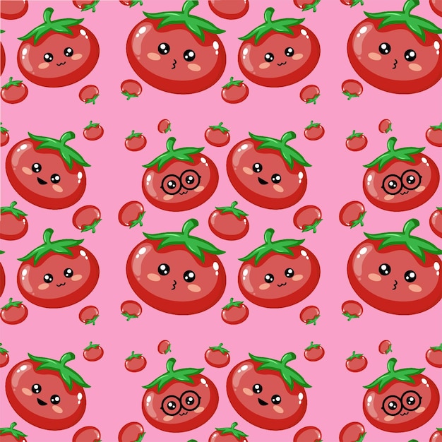 Tomatoes emoticon beautiful pattern background