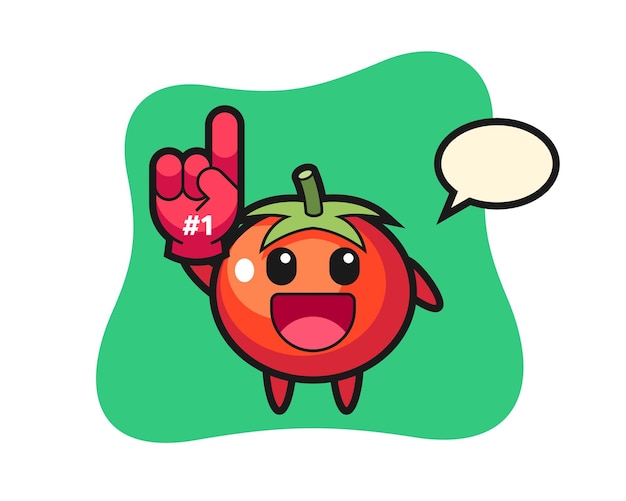 Fumetto dell'illustrazione dei pomodori con il guanto dei fan di numero 1