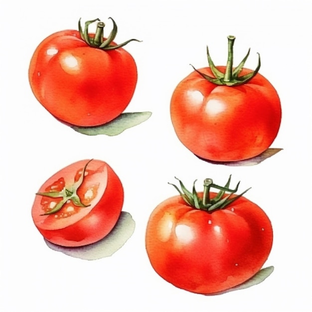 Pomodori arte vettoriale pomodoro acquerello vettore