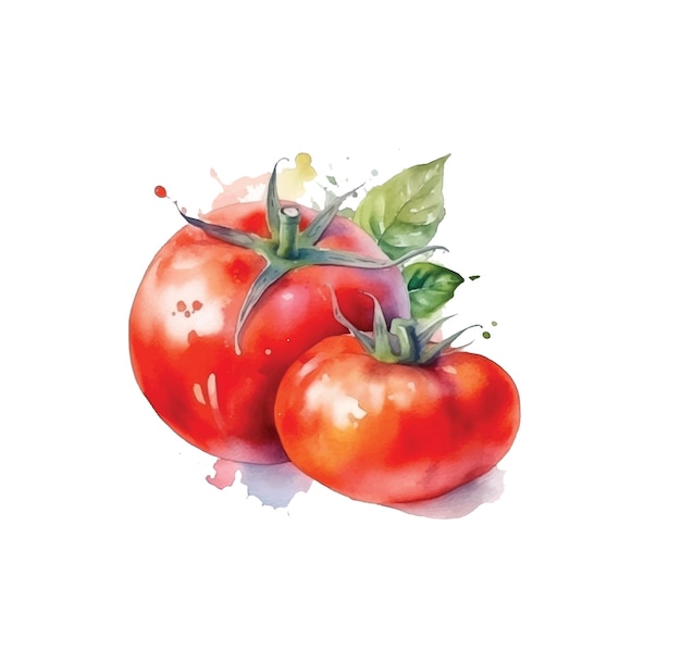 Tomatoes watercolor paint