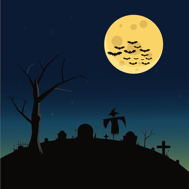 Vector tomb with scarecrow design background vector illustration