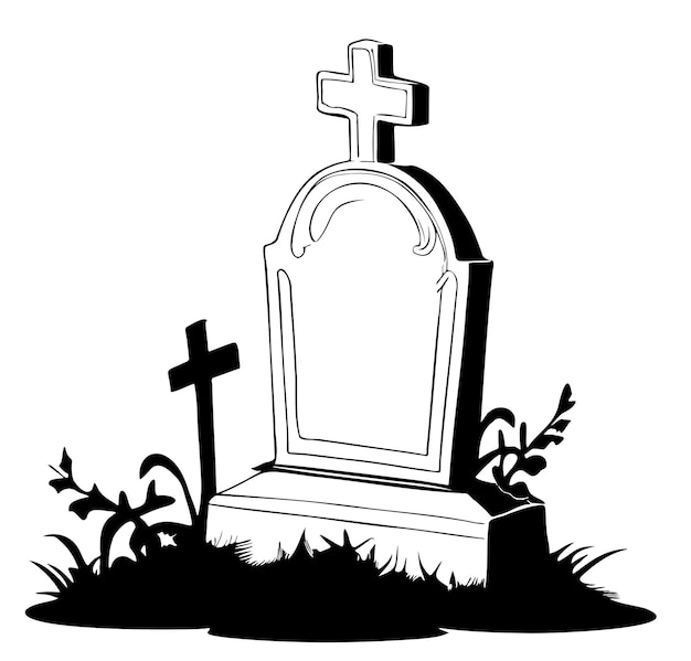 Надгробие мультфильм рисованной эскиз иллюстрации хэллоуина