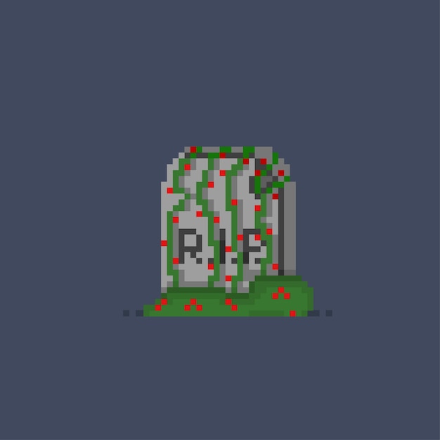 tombstone with vines in pixel style