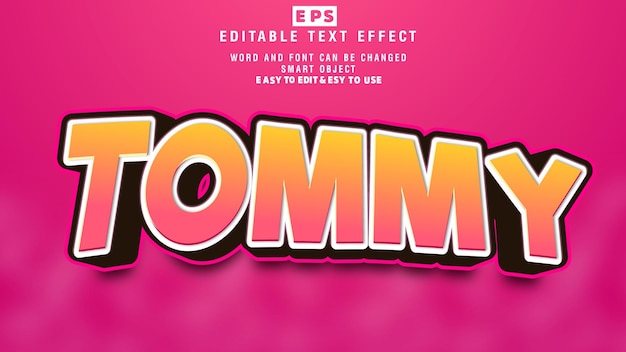 Tommy 3d Editable Text Effect Vector With Background