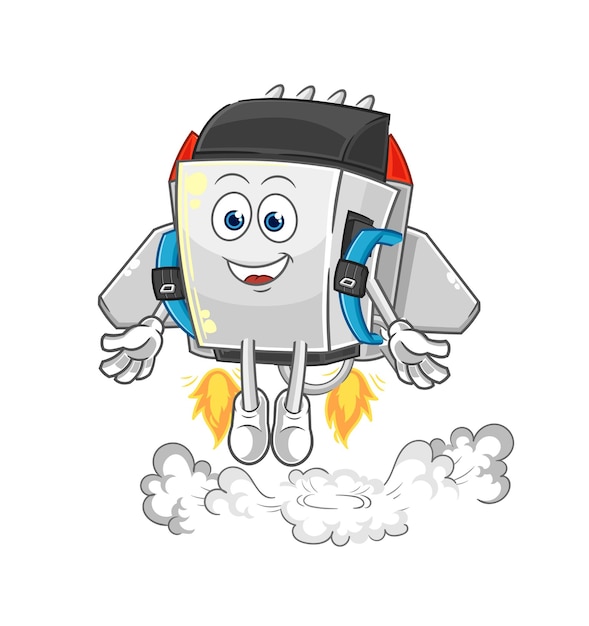 Tondeuse met jetpack mascotte cartoon vector