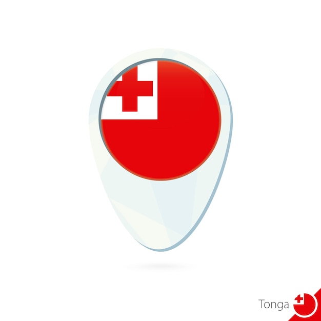 Tonga flag location map pin icon on white background