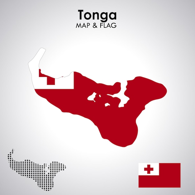 Premium Vector | Tonga flag and map design map flag vector file