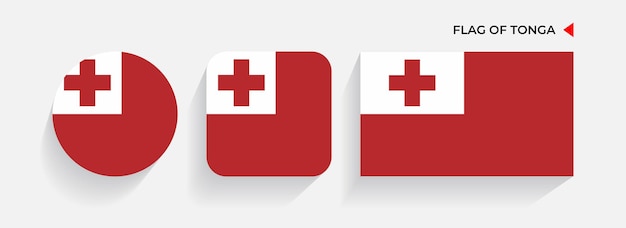 Tonga Flags arranged in round square and rectangular shapes