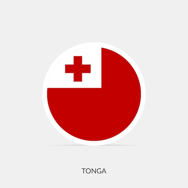 Tonga ronde vlagpictogram met schaduw