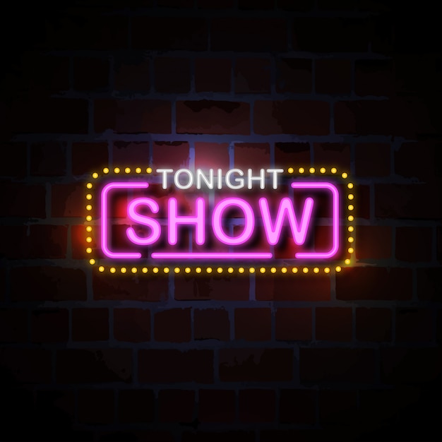 tonight show neon style sign illustration