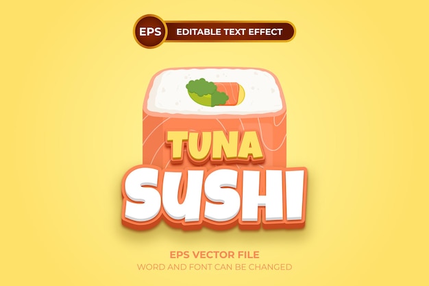 Tonijnsushi-logo met bewerkbaar teksteffect