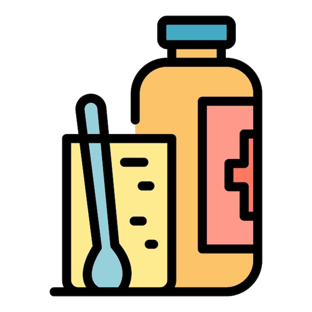 Vector tonsillitis syrup bottle icon outline tonsillitis syrup bottle vector icon color flat isolated