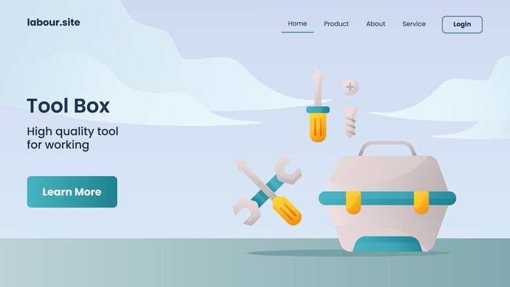Vector tool box campaign for web website home homepage landing page