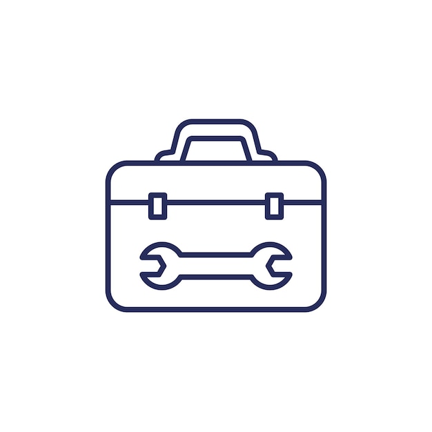 Tool box line icon with a wrench