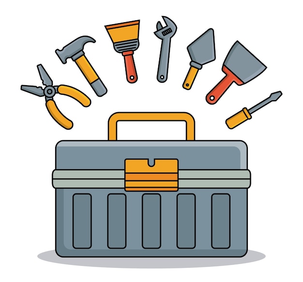 Icone relative agli strumenti di riparazione e di cassetta degli attrezzi