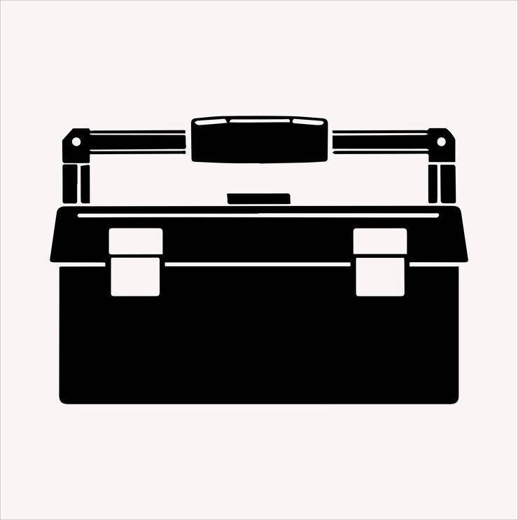 Vector tool box vector silhouette illustration on white background