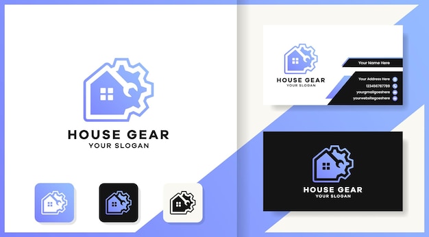 Tool gear huis logo ontwerp en visitekaartje