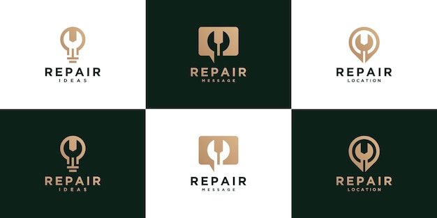 Tool repair creative logo collection