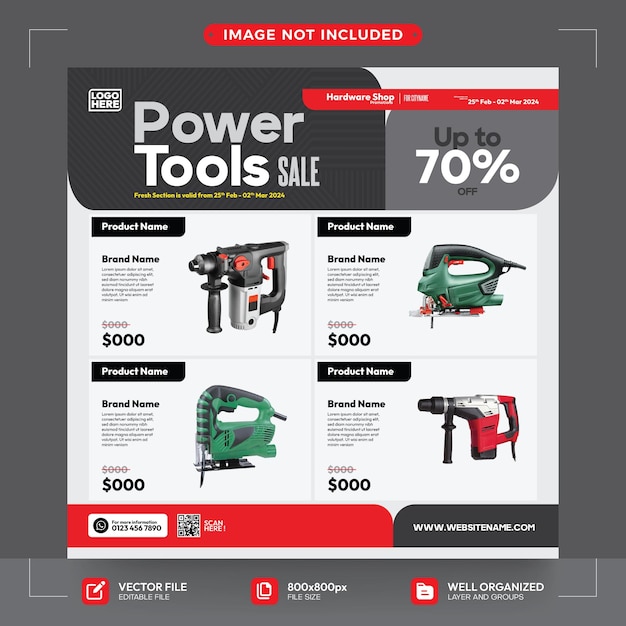 tool shop instagram post promotion template