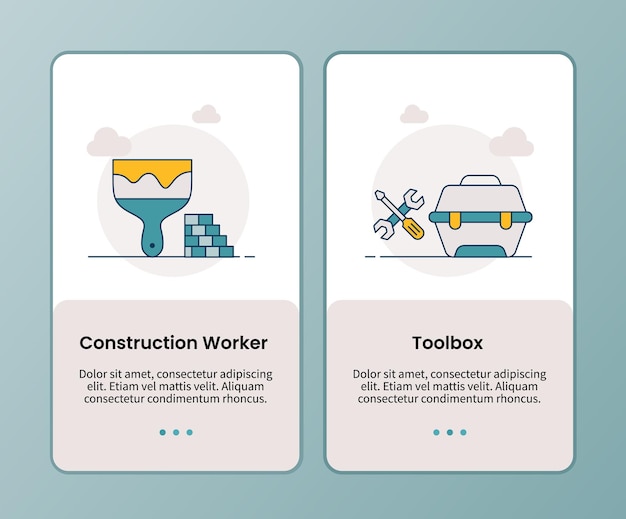 toolbox-campagne voor bouwvakkers voor onboarding van sjabloon voor mobiele apps