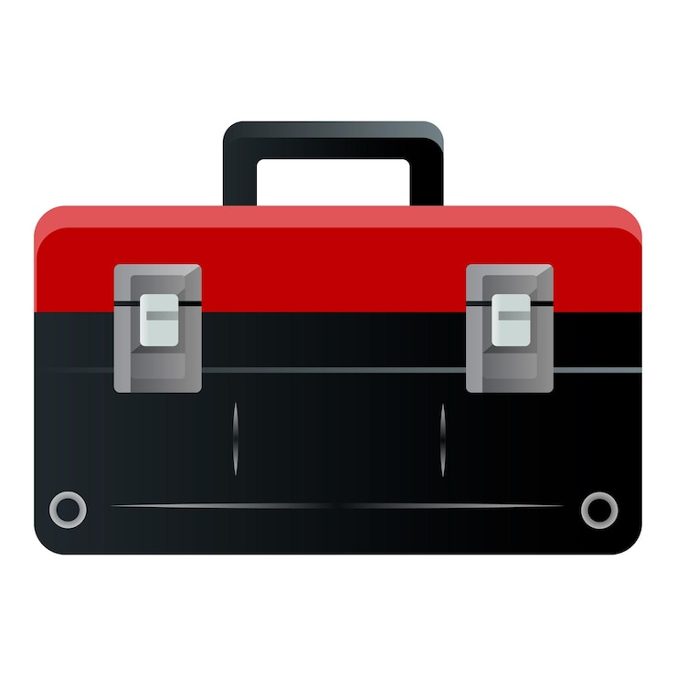 Vector toolbox with red and black design on a white background vector illustration