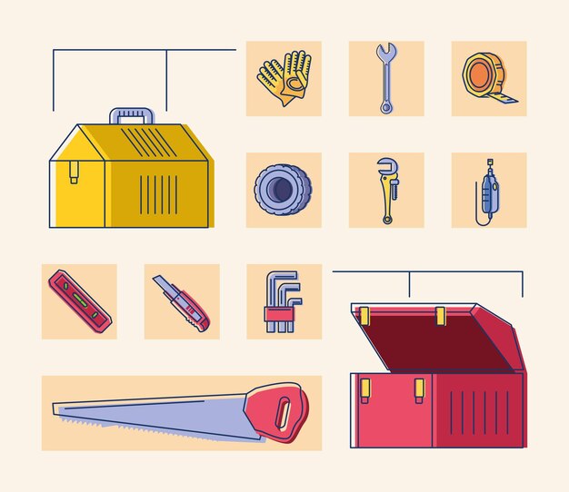 Toolboxes tools icons