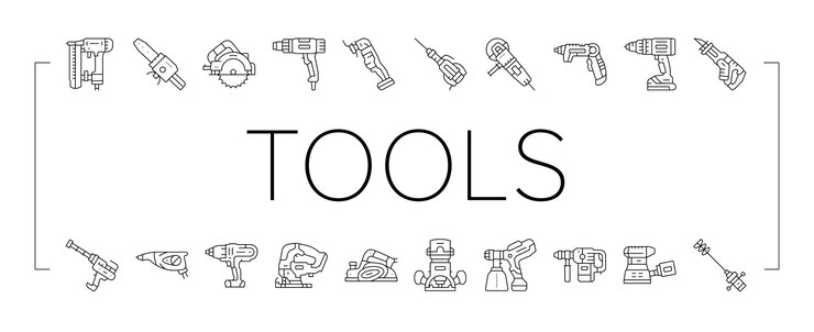 Vector tools for building and repair icons set vector
