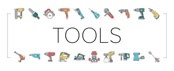 Vector tools for building and repair icons set vector