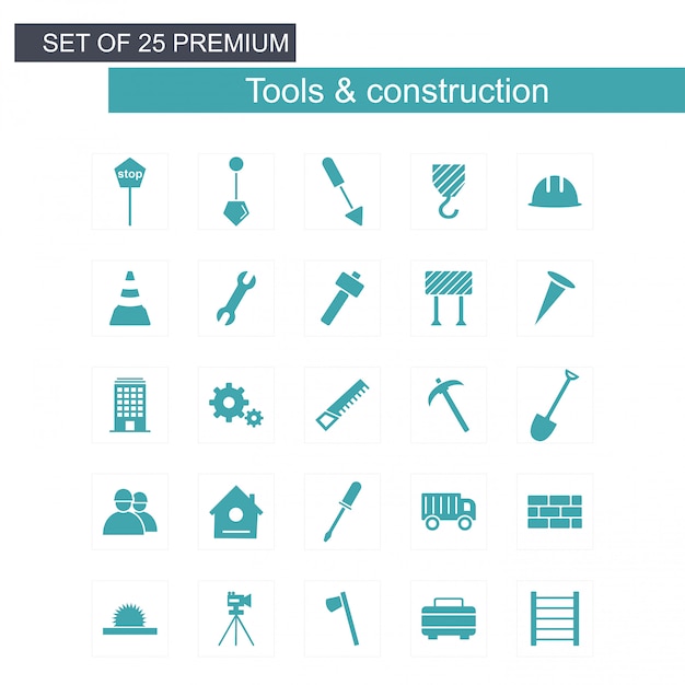 Tools and Constructions icons set vector