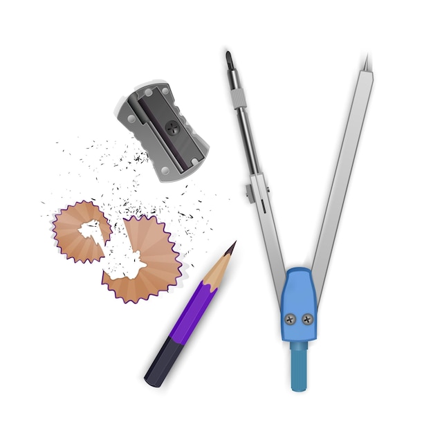 Tools of Drawing Compass Pencil and Ruler icon Vector illustration