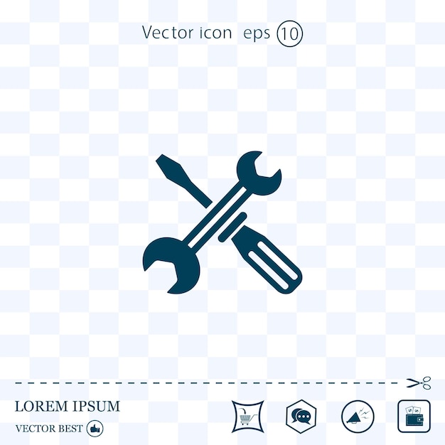 Tools hammer screwdriver wrench symbol vector on a light background Eps 10