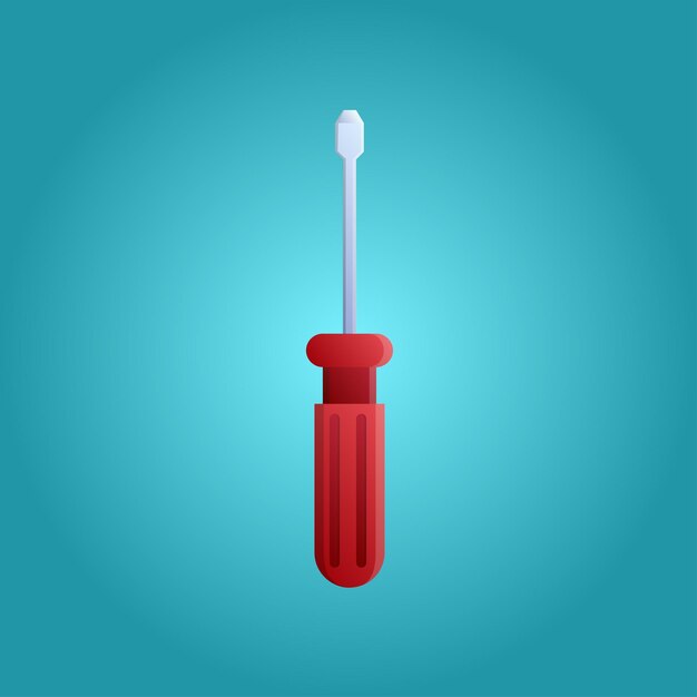 Vector tools for repair and construction manual red screwdriver for loosening screws on a blue background