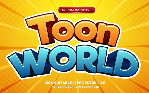 Toon wereld komisch spel 3d bewerkbaar teksteffect