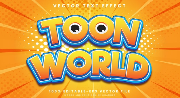 Toon world comic Style 3d editable text effect Template