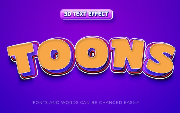 Toons 3d editable text effect style