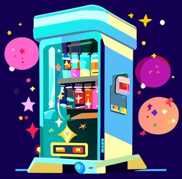 Vector toontastic treats a vending machine from a cartoon world