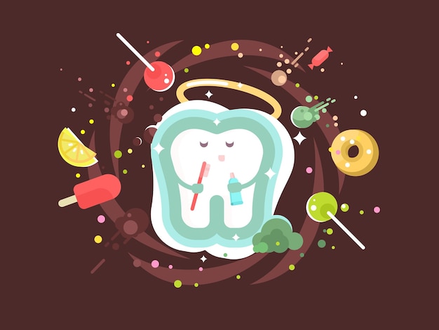 Vector tooth abstract design flat