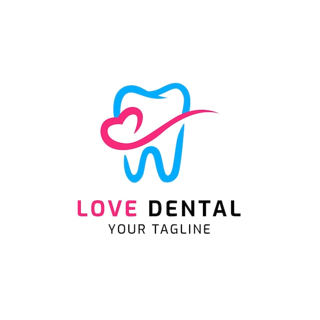 Вектор Дизайн логотипа значка зуба и любви