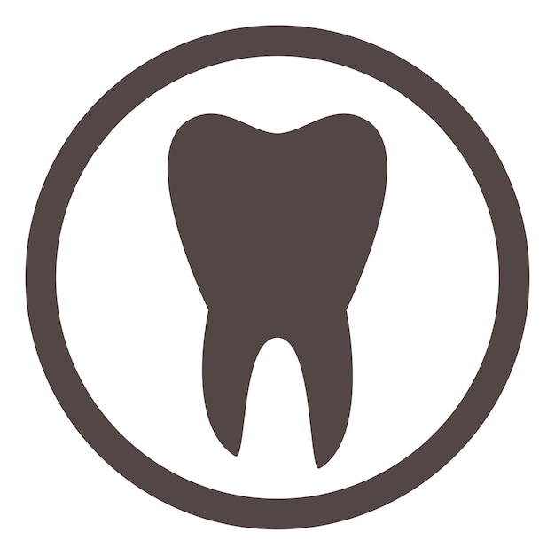 Vector tooth black icon round dental clinic symbol