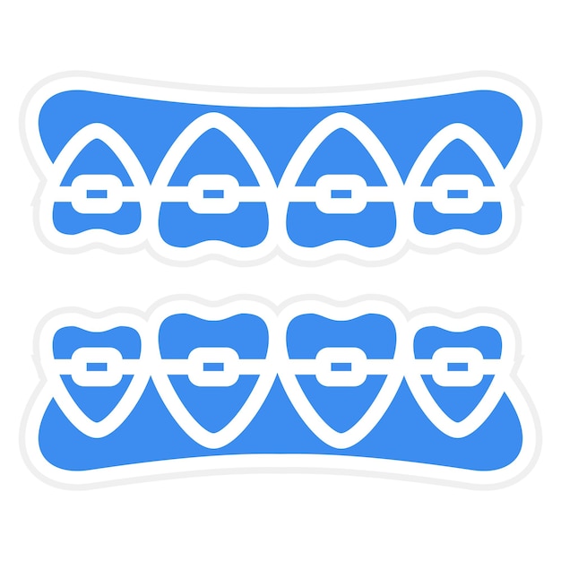 Vector tooth braces icon style